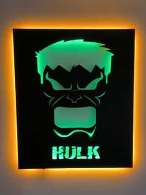 Hulk Tablo, Duvar Dekor Ahşap, Neon Işık, Led