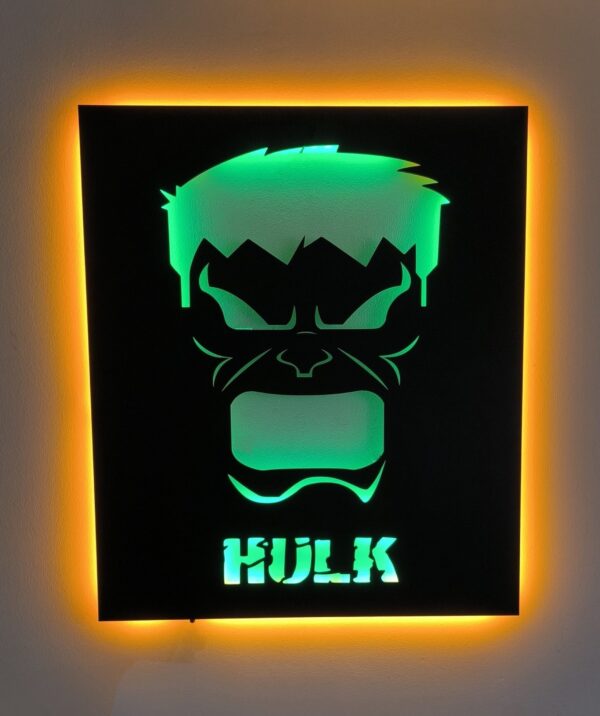 Hulk Tablo, Duvar Dekor Ahşap, Neon Işık, Led