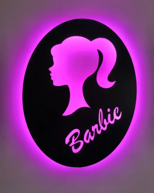 Barbie Tablo, Duvar Dekor Ahşap, Neon Işık, Led