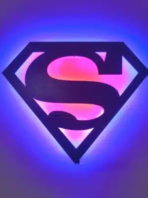 Superman Tablo, Duvar Dekor Ahşap, Neon Işık, Led