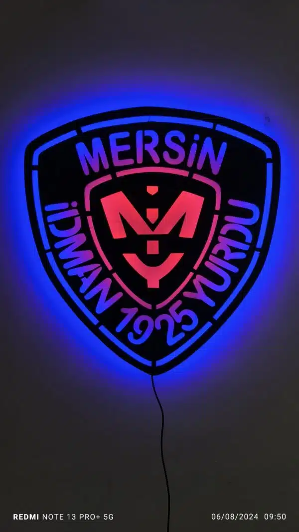 Mersin İdman Yurdu Logosu Tablo, Duvar Dekor Ahşap, Neon Işık, Led Img 20240806 095018 Scaled