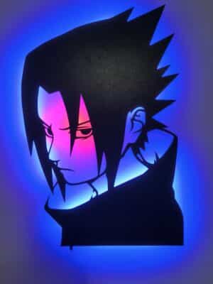 Uchiha Sasuke Tablo, Duvar Dekor Ahşap, Neon Işık, Led