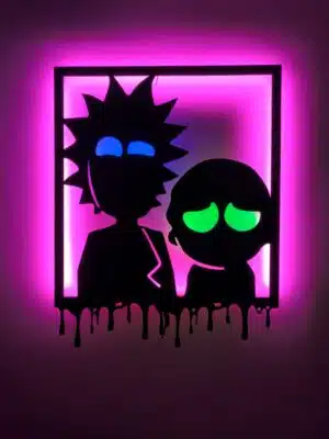 Rick And Morty Tablo, Duvar Dekor Ahşap, Neon Işık, Led