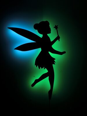 Tinkerbell Işıklı Tablo, Duvar Dekor Ahşap, Neon Işık, Led